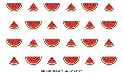 A wallpaper  background made from images of watermelon slices.