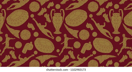 wallpaper background  pattern soccer football championship elements symbols objects set equipment concept low-poly modeling trend illustration vector