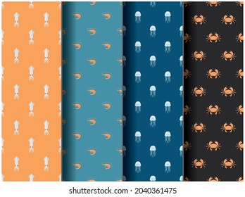 wallpaper background pattern template icon party cartoon poster flyer vector palette sea seafood prawn culinary shrimp squid restaurant kitchen fishing menu food octopus marine fish package store meal
