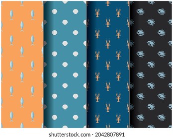 wallpaper background pattern template icon party cartoon poster flyer vector palette sea seafood prawn culinary shrimp squid restaurant kitchen fishing menu food octopus marine fish package store meal