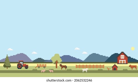 Wallpaper background pixel art farm