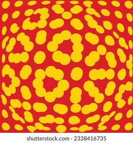 Wallpaper background  red with inflated yellow circles; retro pop art background