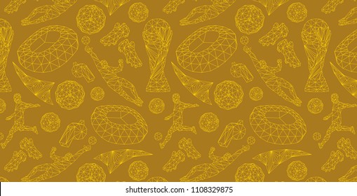 wallpaper background vector pattern soccer football championship elements symbols objects set equipment concept low-poly modeling trend illustration