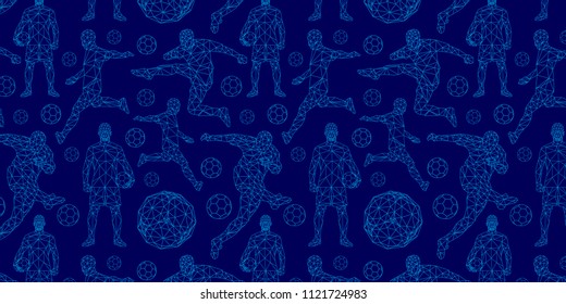 wallpaper background vector pattern soccer football championship elements symbols objects set equipment concept low-poly modeling trend illustration