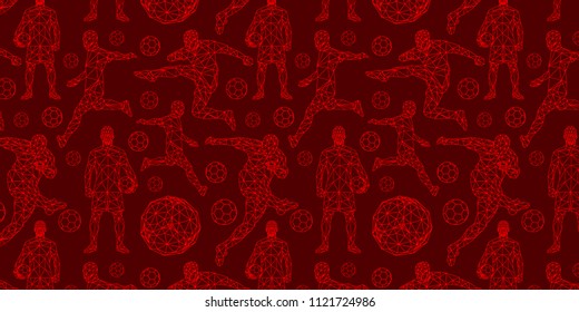 wallpaper background vector pattern soccer football championship elements symbols objects set equipment concept low-poly modeling trend illustration