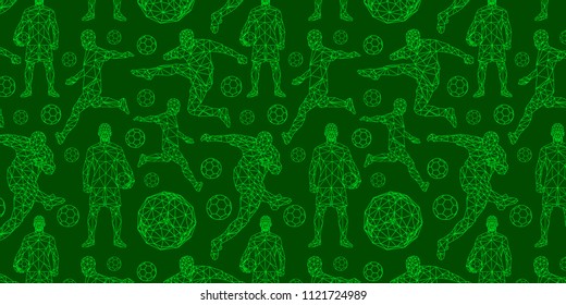 wallpaper background vector pattern soccer football championship elements symbols objects set equipment concept low-poly modeling trend illustration