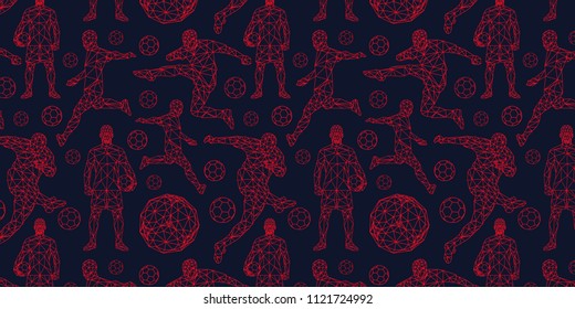 wallpaper background vector pattern soccer football championship  elements symbols objects set equipment concept low-poly modeling trend illustration