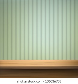 Wallpaper background with wooden table. Vector set.