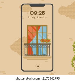 Wallpaper with balcony lock screen smartphone