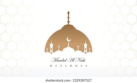 wallpaper banner poster template design for the celebration of the birthday of the prophet muhammad for muslims