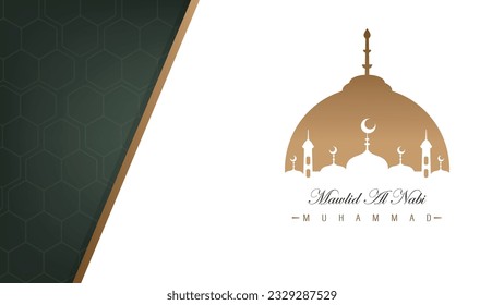 wallpaper banner poster template design for the celebration of the birthday of the prophet muhammad for muslims