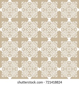 Wallpaper baroque, damask. Beige and white vector background. Vintage ornament. background for wallpaper, printing on the packaging paper, textiles, tile.