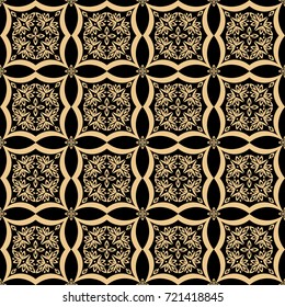 Wallpaper baroque, damask. Black and gold vector background. Vintage ornament. background for wallpaper, printing on the packaging paper, textiles, tile.