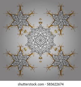 Wallpaper baroque, damask. Golden elements on gray background. Stylish graphic pattern. Seamless vector background. Floral pattern.