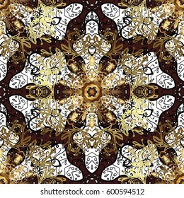 Wallpaper baroque, damask. Graphic modern pattern. Seamless vector background with white doodles. Seamless pattern floral pattern.