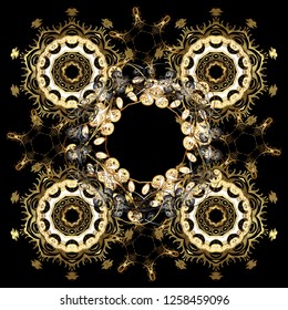 Wallpaper baroque, damask. Seamless vector background. Seamless floral pattern. Graphic modern seamless pattern on black colors.