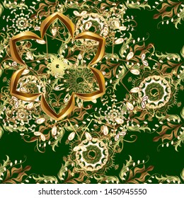 Wallpaper baroque, damask. Seamless vector background. Seamless floral pattern. Graphic modern seamless pattern on blue and brown colors.