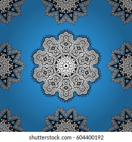 Wallpaper baroque, damask. Seamless vector background. Seamless floral pattern. Graphic modern seamless pattern on blue background.