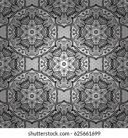 Wallpaper baroque, damask. Seamless vector background. Seamless floral pattern. Graphic modern seamless pattern on gray background.