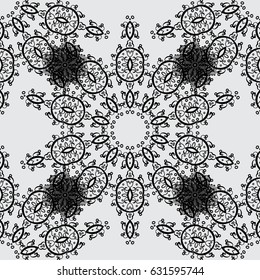 Wallpaper baroque, damask. Seamless vector background. Dim elements on gray background. Stylish graphic pattern. Floral pattern.