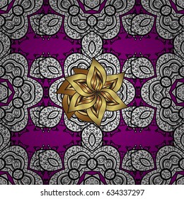 Wallpaper baroque, damask. Seamless vector background with white doodles. Seamless pattern floral pattern. Graphic modern pattern.
