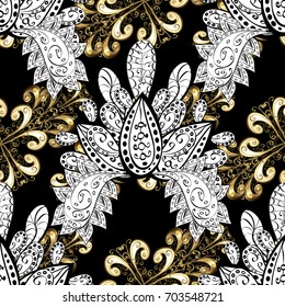 Wallpaper baroque, damask. Seamless vector background with white doodles. Seamless pattern floral pattern. Graphic modern pattern.