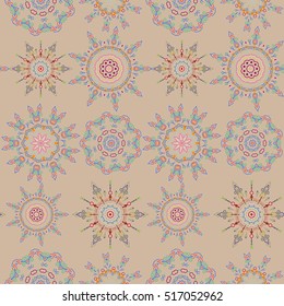 Wallpaper baroque, seamless vector background in neutral, pink and blue colors. Floral seamless pattern.