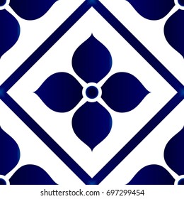 Wallpaper in baroque style Damask floral background, flower ornament, blue and white vases, simple decoration art, ceramic tile pattern seamless vector, Chinese machine