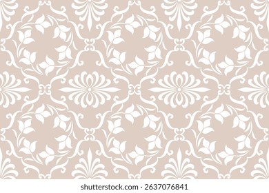 Wallpaper in Baroque style, damask. A seamless vector background. Floral ornament.