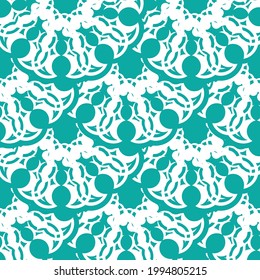 Wallpaper in a baroque style pattern. Baby blue floral element. Graphic ornament for wallpaper, fabric, packaging, wrapping. Oriental floral ornament.