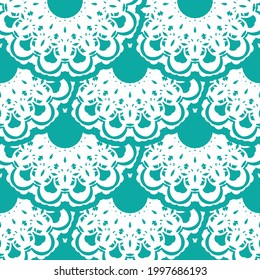 Wallpaper in a baroque style pattern. Baby blue floral element. Graphic ornament for wallpaper, fabric, packaging, wrapping. Oriental floral ornament.