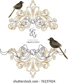 wallpaper - best card design with bird - vintage cover - hand-drawn and very high quality