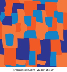 Wallpaper of blue orange irregular shapes; contrast concept design
