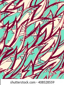 Wallpaper in the boho style. Seamless vector ornament, lines pattern background, doodle art.