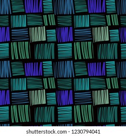 wallpaper with a cheerful chess pattern on a dark background. seamless vector pattern