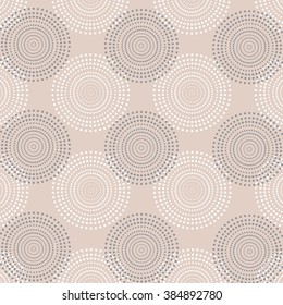 Wallpaper with circles of dots. Abstract illusion.