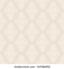 Wallpaper in classic style. Curly seamless damask pattern. Vintage vector background.