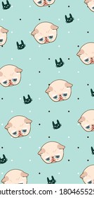 wallpaper color mint pattern cat sadness so cute