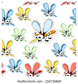 Wallpaper of colored mosquitoes on white background