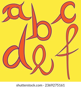 Wallpaper with colorful letters; font and alphabet letters; vector stylized colorful a,b,c,d,e,f; typography design