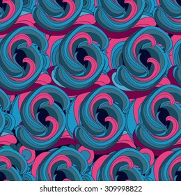 Wallpaper with colorful swirls, colorful psychedelic seamless pattern.
