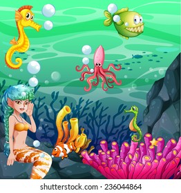 Wallpaper with colorful underwater theme