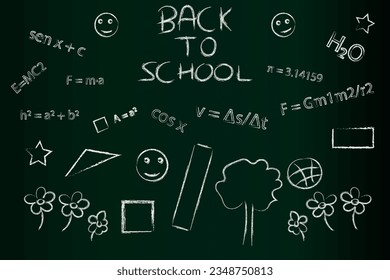 Wallpaper in concept of back to school with formulas and geometric figures