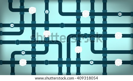 Wallpaper of cross pipeline on turquoise background