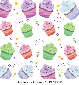 wallpaper cup cake playing color vector design