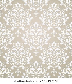 Wallpaper, damask pattern, baroque. Seamless vector background.