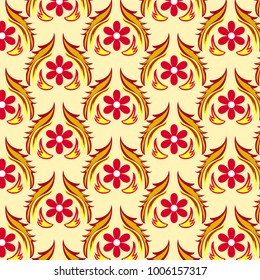 Wallpaper damask pattern in the style of Baroque.  vector background.