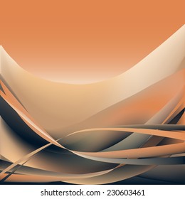 Wallpaper decoration line curve vector, wave isolated concept twist brochure orange light graphic clean element abstract dark, beige modern creative energy illustration  texture web design cover
