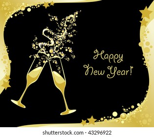 Papel de escritorio dedicado al Año Nuevo con gafas que tostadas, vectorial