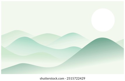 Diseño de Fondo de pantalla de una forma abstracta de montaña ahumada. O montañas que parecen húmedas, con algunas colinas verdes pastel. Este es un archivo de Vector editable